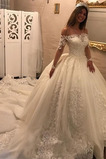 Robe de mariée Dentelle Naturel taille a ligne Longue Manche Aérienne