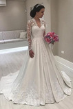 Robe de mariée Manche Longue Elégant Fermeture éclair Col en V Foncé