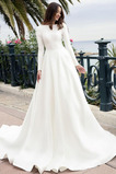 Robe de mariée Manche Longue Naturel taille noble Plage Traîne Moyenne