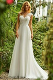 Robe de mariée A-ligne Chiffon Au Drapée Traîne Courte Naturel taille