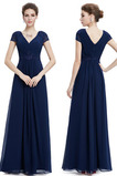 Robe de Soirée Appliques A-ligne Hiver Corsage plissé Manche Courte