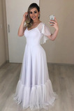 Robe de mariée Manche Lâche Manquant Col en U A-ligne Naturel taille