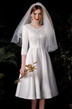 Robe de mariée 3/4 Manche Balançoire Satin De plein air Glissière