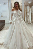 Robe de mariée Manche Longue Au Drapée Longue Chic Glissière Tulle