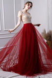 Robe de Bal Perle Sans Manches Mancheron A-ligne Tulle Col en V