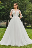 Robe de mariée Longue noble Printemps Appliques De plein air Gazer