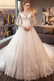 Robe de mariée Col Bateau Lacet A-ligne Formelle Longue Salle