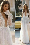 Robe de mariée Col en V Foncé Col en V Dos nu Sexy Printemps A-ligne