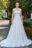 Robe de mariée Sans Manches De plein air Appliques Train de balayage