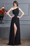 Robe de Bal Épaule Asymétrique Chiffon Traîne Courte Dos nu Au Drapée