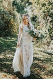 Robe de mariée Manche Longue Dentelle Longueur ras du Sol Tulle A-ligne