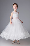 Robe Cortège Fille Tulle Orné de Nœud à Boucle Naturel taille