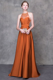 Robe de Soirée Naturel taille Longueur au sol Gaze A-ligne Manquant