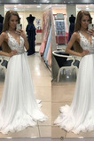 Robe de mariée À la masse Col en V Foncé A-ligne Mousseline de soie