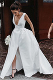 Robe de mariée Simple Naturel taille Satin Été Ouverture Frontale