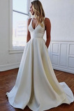 Robe de mariée Dos nu Traîne Courte Été Naturel taille Sans Manches