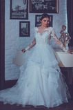 Robe de mariée Manche Longue Manche Aérienne Longue Chapelle Luxueux