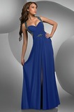 Robe de Bal taille haute Mousseline de soie Maigre Bleu foncé