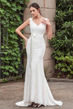 Robe de mariée Fourreau Col en V Naturel taille Traîne Courte