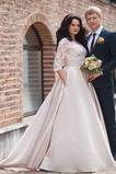 Robe de mariée Longue Froid Glissière Eglise Elégant A-ligne