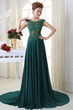 Robe de Bal Col Bateau Trou De Serrure Appliques Luxueux Chiffon