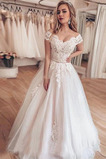 Robe de mariée Tulle Elégant Manche Courte Longueur ras du Sol Mancheron