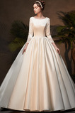 Robe de mariée Manche Longue a ligne Satin Manche de T-shirt Naturel taille