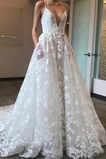 Robe de mariée Dentelle Elégant Naturel taille Plage A-ligne Traîne Courte