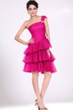 Robe de Bal Mode Manche Asymétrique Chiffon A-ligne Dépouillé