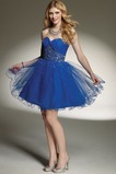 Robe de Bal Courte Tulle col coeur Moderne aligne Fourreau pli