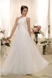 Robe de mariée A-ligne Ample & Ornée Naturel taille Épaule Asymétrique