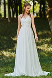 Robe de mariée Sans Manches Col en V Naturel taille A-ligne Mince