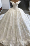 Robe de mariée Organza aligne Formelle Épaule Dégagée Chaussez Salle