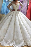 Robe de mariée Traîne Longue Automne Perle Manche Aérienne Norme Fermeture éclair