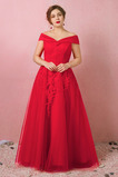 Robe de Bal Manche Courte Dentelle A-ligne Naturel taille Col en V Foncé