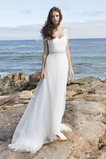 Robe de mariée Traîne Mi-longue Manche Courte Été Plage Glissière