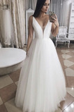 Robe de mariée Tulle Au Drapée Simple Sans Manches Traîne Courte Naturel taille