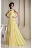 Robe de Soirée Chiffon Formelle Naturel taille Longueur ras du Sol