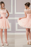 Robe de Cocktail Courte Col Bateau A-ligne Printemps Epurée Sans Manches
