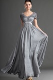 Robe de Soirée Col U Profond Epurée Empire Fourreau plissé Gris