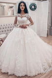 Robe de mariée Manche Longue Perle Formelle Train de petit Salle