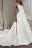 Robe de mariée Automne Sans Manches Longue A-ligne Eglise Satin