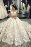 Robe de mariée Sans Manches Formelle Traîne Longue Couvert de Dentelle