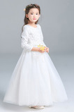 Robe Cortège Fille Tulle Automne Couvert de Dentelle Manche Longue