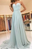 Robe de Soirée Col en Cœur Appliques Poire Fermeture éclair Chiffon