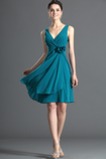 Robe Demoiselle d'Honneur Sans Manches Turquoise Simple Rivage