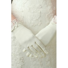 Gants de mariage Decoration Ivory Appropriate Satin Dentelle Short