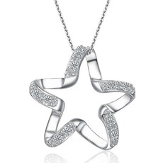 Clavicule femmes argent cinq branches étoile diamant incrusté Collier & pendentif