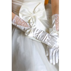 Gants de mariage Salle Automne Glamour Tissu Dentelle Nœud à Boucles