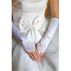 Gants de mariage Salle Perle noble Printemps Satin Élastique